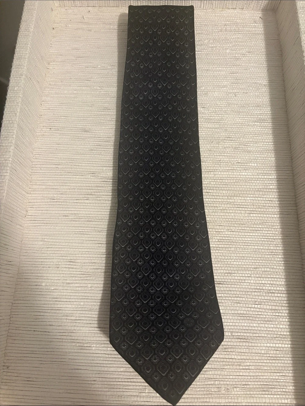 Versace Black Geometric Silk Tie